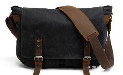 Mens Waxed Canvas Side Bag Canvas Courier Bag Shoulder Bag for Men - imessengerbags