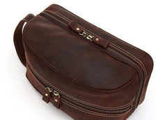 Cool Leather Mens Zipper Wristlet Bag Vintage Clutch Zipper Bag for Men - imessengerbags
