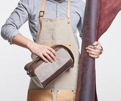 Mens Canvas Leather Gray Cool Messenger Bag Side Bag for Men - imessengerbags