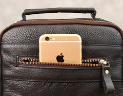 Cool Coffee Small Leather Mens Side Bag Messenger Bag Shoulder Bag for Men