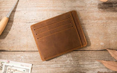 Leather Mens Slim Cards Holder Front Pocket Wallets Card Wallet for Men