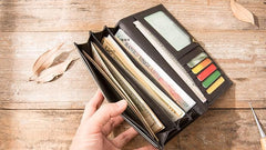 Cool Black Braided Leather Mens Long Wallet Long Wallet for Men - imessengerbags