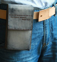 Handmade Leather Belt Pouch Mens Waist Bag CIGARETTE Pouch for Men