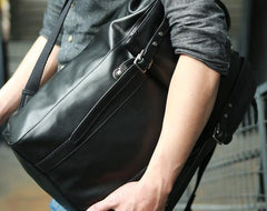 Black Leather Mens Backpack Travel Backpacks Laptop Backpack for men - imessengerbags