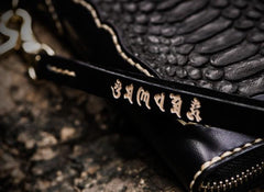 Handmade Leather Mens Chain Biker Wallet Cool Leather Wallet Long Clutch Wallets for Men - imessengerbags