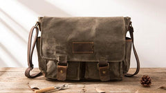 Waxed Canvas Messenger Bags for men Vintage Shoulder Bag for men