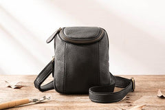 Black Leather Belt Pouch Mens Waist Bag Shoulder Bag for Men