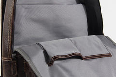 Genuine Leather Mens Cool Backpack Sling Bag Large Black Travel Bag Hiking Bag for men