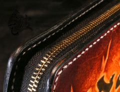 Handmade Leather Men Tooled Monkey King Cool Leather Wallet Long Phone Wallets for Men