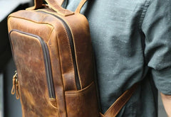 Vintage Leather Mens Backpacks Travel Backpack Laptop Backpack for men - imessengerbags