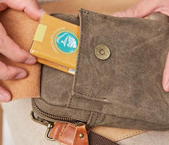 Canvas Leather Mens Belt Pouch Waist Bag Small Side Bag for Men