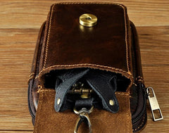 Small Mens Leather Belt Pouch Holster Belt Case Cell Phone Waist Pouch for Men - imessengerbags