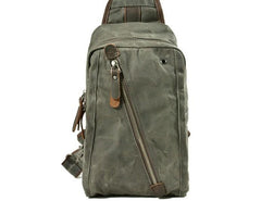 Cool Waxed Canvas Mens  Chest Bag Sling Bag One Shoulder Packs for men - imessengerbags