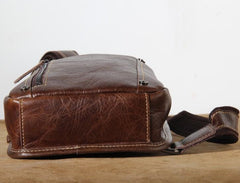 Genuine Leather Mens Cool Chest Bag Sling Bag Crossbody Bag Travel Bag Hiking Bag for men