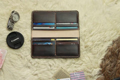 Vintage Leather Coffee Bifold Mens Long Wallet Leather Long Wallets for Men