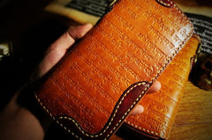 Handmade Leather Mens Tibetan Chain Biker Wallet Cool Leather Wallet Long Clutch Wallets for Men
