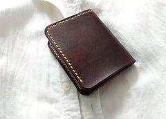 Vintage Leather Coffee Mens Small Wallet Leather Bifold Wallets for Men - imessengerbags