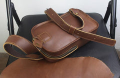 Genuine Leather Mens Cool Chest Bag Sling Bag Crossbody Bag Travel Bag Hiking Bag for men