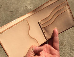 Handmade Leather Mens Cool billfold Leather Wallet Men Small Wallets Bifold for Men - imessengerbags