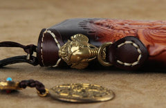 Handmade Leather Ganesha Tooled Biker Chain Mens Long Wallet Cool Leather Wallet Clutch Wallet for Men - imessengerbags