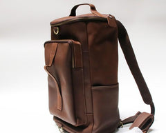 Mens Leather Barrel Backpack Cool Travel Bag Weekender Bag for men - imessengerbags