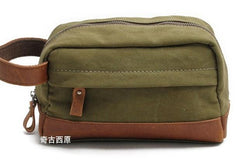 Cool Canvas Leather Mens Zipper Wristlet Bags Vintage Clutch Zipper Bags for Men