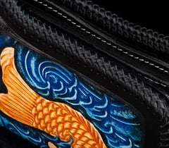 Handmade Leather Carp Mens Chain Biker Wallet Cool Leather Wallet With Chain Wallets for Men - imessengerbags