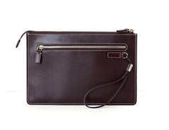 Cool Handmade Leather Mens Wristlet Bag Clutch Zipper Clutch for Men