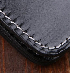 Handmade Leather Mens Cool Black Chain Wallet Biker Trucker Wallet with Chain