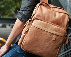 Leather Brown Mens Backpacks Cool Travel Backpack Laptop Backpack for men