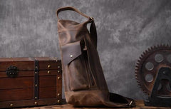 Genuine Leather Mens Cool Chest Bag Sling Bag Crossbody Bag Travel Bag Hiking Bag for men
