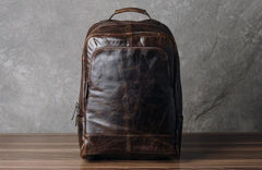 Genuine Leather Mens Cool Backpack Sling Bag Large Black Travel Bag Hiking Bag for men - imessengerbags