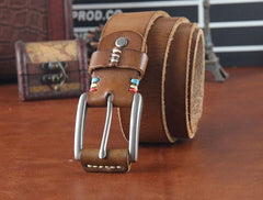 Genuine Leather Punk Rock Biker Trucker Mens Belt Men Black Coffee Belt for Men - imessengerbags