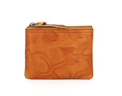 Leather Mens Zipper Front Pocket Wallet Small Wallet Card Wallet Change Wallet for Men