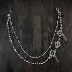 31'' Metal BIKER SILVER WALLET CHAIN Beaded LONG PANTS CHAIN ANCHOR Jeans Chain Jean ChainS FOR MEN