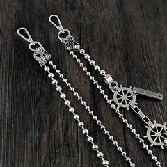 31'' Metal BIKER SILVER WALLET CHAIN Beaded LONG PANTS CHAIN ANCHOR Jeans Chain Jean ChainS FOR MEN