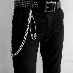 32'' Metal BIKER SILVER WALLET CHAIN LONG Safety Pin PANTS CHAIN Jeans Chain Jean ChainS FOR MEN