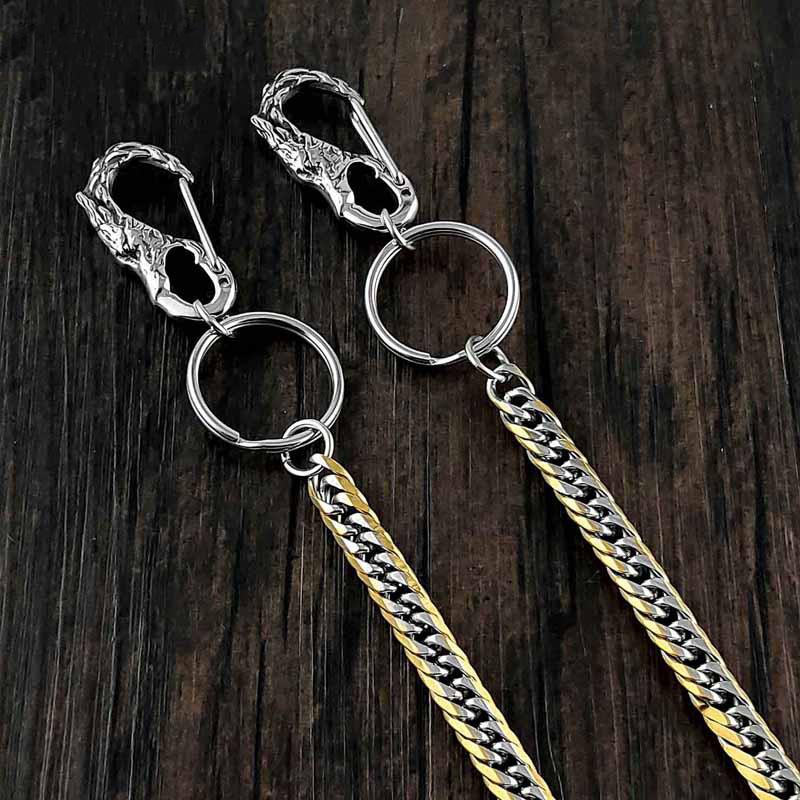 29'' SOLID STAINLESS STEEL BIKER SILVER Gold WALLET CHAIN LONG