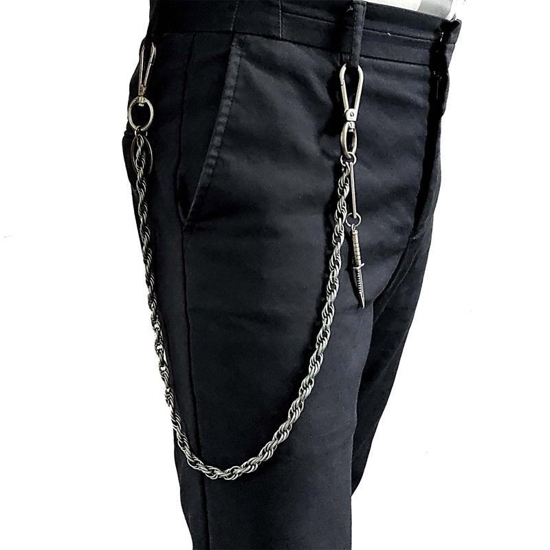 25'' Metal HUNTER SWORD BIKER SILVER WALLET CHAIN LONG PANTS CHAIN SILVER Jeans Chain Jean Chain FOR MEN - imessengerbags