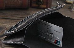 Handmade Genuine Leather Mens Cool Long Leather Wallet Bifold Clutch Wallet for Men - imessengerbags