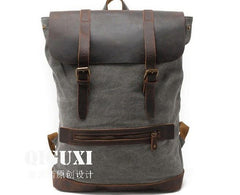 Cool Canvas Leather Mens School Backpack Laptop Backpack Canvas Travel Backpack Canvas for Men - imessengerbags