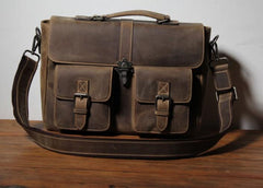 Handmade Leather Mens Cool Messenger Bag Work Bag Backpack Travel Bag Briefcase Bag for men