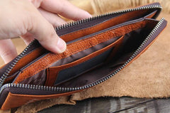 Genuine Leather Mens Cool Braided Wallet Long Leather Wallet Clutch Wristlet Wallet for Men - imessengerbags