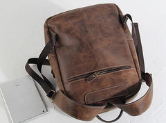 Handmade Leather Mens Cool Backpack Sling Bag Large Black Travel Bag Hiking Bag for men - imessengerbags