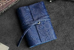 Handmade Leather Floral Mens Cool Short Wallet Card Holder Small Card Slim Wallets for Men - imessengerbags
