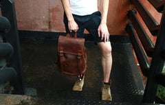 Cool Coffee Mens Leather Backpacks Travel Backpacks Laptop Backpack for men - imessengerbags