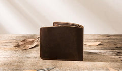 Coffee Cool Leather Mens Small Wallet Bifold Vintage Slim billfold Wallet for Men - imessengerbags