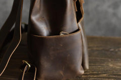 Handmade Leather Mens Cool Backpack Sling Bag Large Travel Bag Hiking Bag for men
