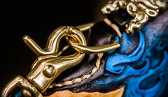 Handmade Leather Men Tooled Carp Cool Leather Wallet Long Phone Wallets for Men - imessengerbags