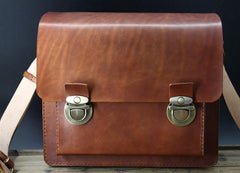 Handmade Vintage Coffee Leather Mens Camera Shoulder Bags Camera Messenger Bag for Men - imessengerbags